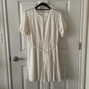 Madewell Cream Eyelet Tassel-tie Dress